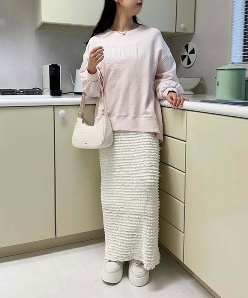 one after another NICE CLAUP（ワンアフターアナザーナイスクラップ）の「【WEB限定】2サイズ展開/ロゴ刺繍オーバーサイズスウェット（スウェット・レディース・ライトグレー/ピンク/オフホワイト/杢グレー/オートミール・MEDIUM/LARGE）」の16枚目の写真