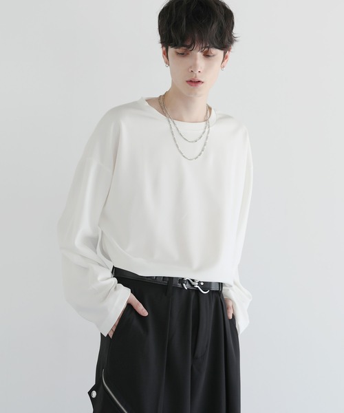 LILL（リル）の「ドライアムンゼンレイヤードロングTシャツ（Tシャツ/カットソー・メンズ・ブラック/グレー/ホワイト/ネイビー/ワイン/チャコールグレー・L/M/S/XL/XS）」の12枚目の写真