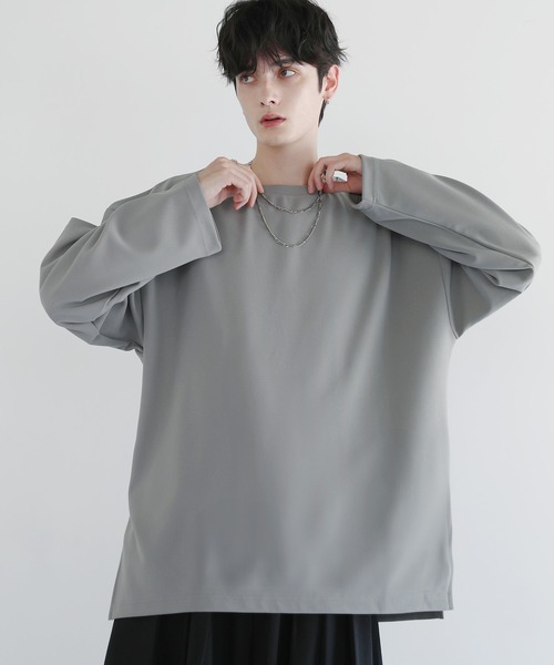 LILL（リル）の「ドライアムンゼンレイヤードロングTシャツ（Tシャツ/カットソー・メンズ・ブラック/グレー/ホワイト/ネイビー/ワイン/チャコールグレー・L/M/S/XL/XS）」の16枚目の写真