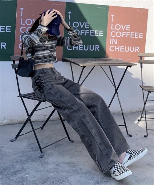 セール】サイドリボンデニムパンツ（デニムパンツ）｜Dream garden