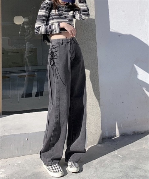 Dream garden(ドリームガーデン)の「サイドリボンデニムパンツ(デニムパンツ・レディース・ブラック・S/M/XL/L/2XL/XS)」の10枚目の写真