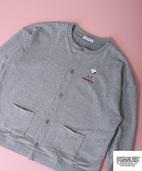PEANUTS(ピーナッツ)の「PEANUTS スヌーピー 裏毛 カーディガン(カーディガン/ボレロ・レディース・ネイビー/杢グレー/ブラック・M/L/LL)」の3枚目の写真