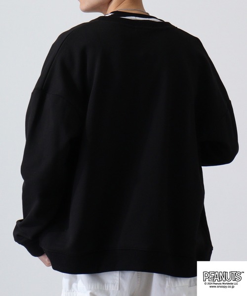 PEANUTS(ピーナッツ)の「PEANUTS スヌーピー 裏毛 カーディガン(カーディガン/ボレロ・レディース・ネイビー/杢グレー/ブラック・M/L/LL)」の19枚目の写真