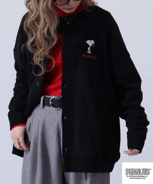 PEANUTS(ピーナッツ)の「PEANUTS スヌーピー 裏毛 カーディガン(カーディガン/ボレロ・レディース・ネイビー/杢グレー/ブラック・M/L/LL)」の21枚目の写真