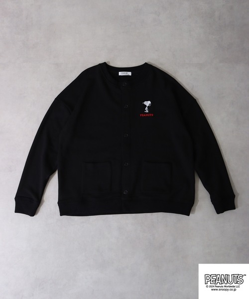 PEANUTS(ピーナッツ)の「PEANUTS スヌーピー 裏毛 カーディガン(カーディガン/ボレロ・レディース・ネイビー/杢グレー/ブラック・M/L/LL)」の5枚目の写真