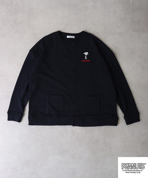 PEANUTS(ピーナッツ)の「PEANUTS スヌーピー 裏毛 カーディガン(カーディガン/ボレロ・レディース・ネイビー/杢グレー/ブラック・M/L/LL)」の7枚目の写真