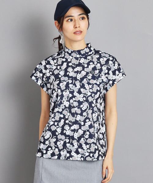 【セール】【UVカット/吸水速乾/遮熱】フラワーチェック柄 半袖モックネックプルオーバー（Tシャツ/カットソー）｜adabat（アダバット）Tシャツ/カットソー