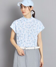 adabat | 【UVカット/吸水速乾/遮熱】フラワーチェック柄 半袖モックネックプルオーバー(Tシャツ/カットソー)