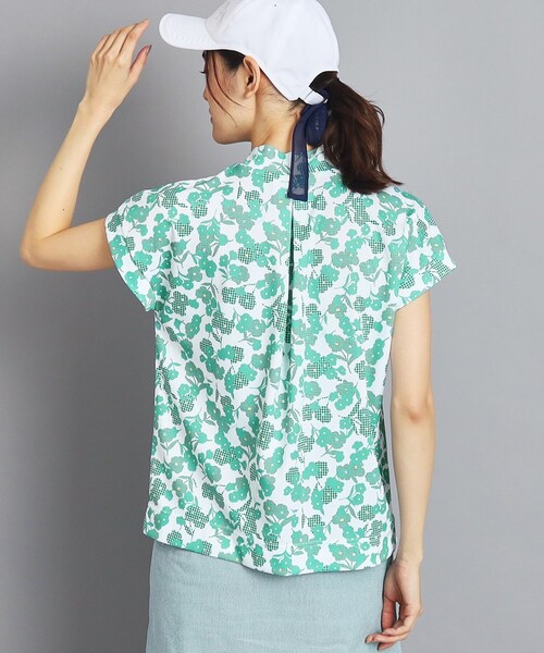 【セール】【UVカット/吸水速乾/遮熱】フラワーチェック柄 半袖モックネックプルオーバー（Tシャツ/カットソー）｜adabat（アダバット）