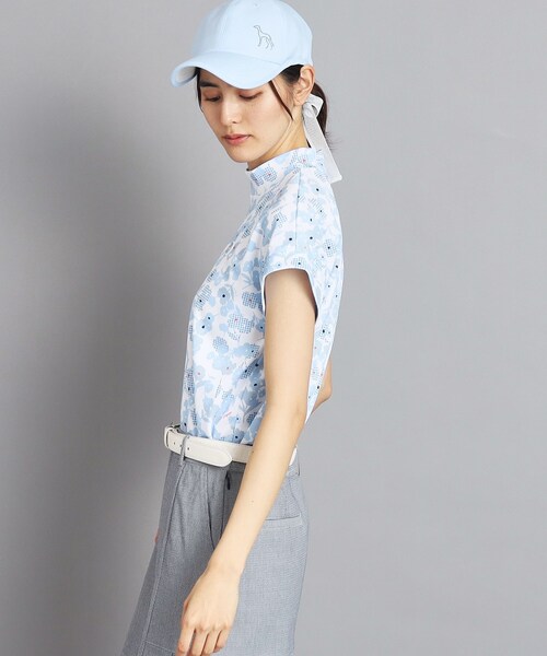 【セール】【UVカット/吸水速乾/遮熱】フラワーチェック柄 半袖モックネックプルオーバー（Tシャツ/カットソー）｜adabat（アダバット）