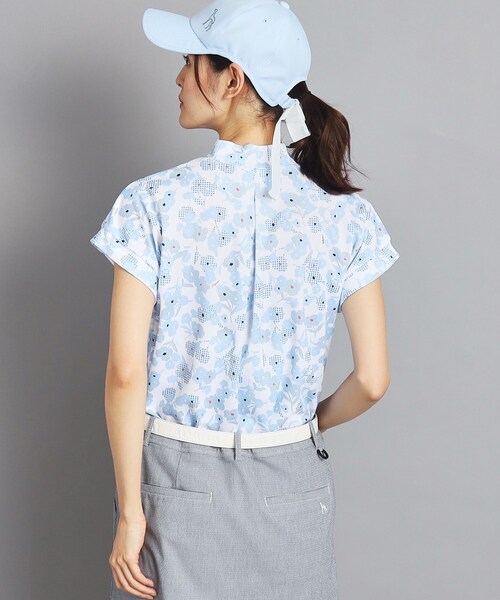 【セール】【UVカット/吸水速乾/遮熱】フラワーチェック柄 半袖モックネックプルオーバー（Tシャツ/カットソー）｜adabat（アダバット）