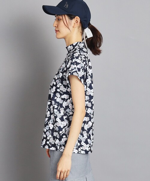 【セール】【UVカット/吸水速乾/遮熱】フラワーチェック柄 半袖モックネックプルオーバー（Tシャツ/カットソー）｜adabat（アダバット）