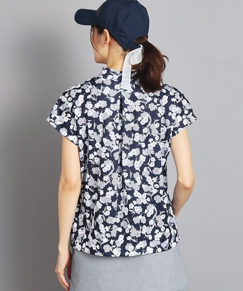 【セール】【UVカット/吸水速乾/遮熱】フラワーチェック柄 半袖モックネックプルオーバー（Tシャツ/カットソー）｜adabat（アダバット）