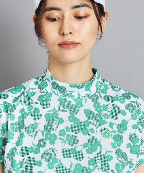 【セール】【UVカット/吸水速乾/遮熱】フラワーチェック柄 半袖モックネックプルオーバー（Tシャツ/カットソー）｜adabat（アダバット）