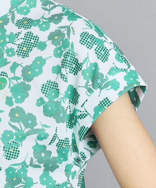 【セール】【UVカット/吸水速乾/遮熱】フラワーチェック柄 半袖モックネックプルオーバー（Tシャツ/カットソー）｜adabat（アダバット）