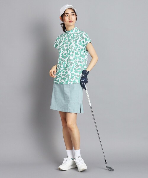 【セール】【UVカット/吸水速乾/遮熱】フラワーチェック柄 半袖モックネックプルオーバー（Tシャツ/カットソー）｜adabat（アダバット）