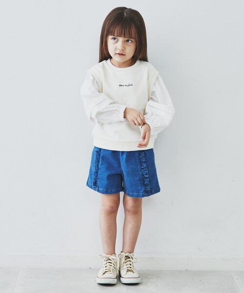 THE SHOP TK (ザ ショップ ティーケー )の「◆【110-150】フリルキュロットパンツ(その他パンツ・キッズ・ネイビー/サックスブルー・11/12/13/14/15 )」の9枚目の写真