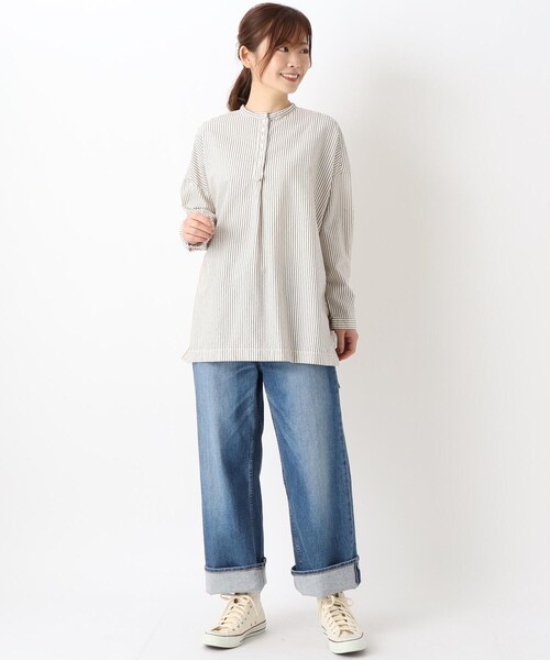 one'sterrace(ワンズテラス)の「オックス ストライプロング シャツ(シャツ/ブラウス・レディース・ホワイト系9/ベージュ系その他7・02)」の13枚目の写真