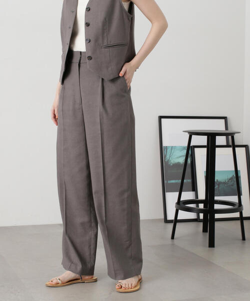 N.(N. Natural Beauty Basic)(エヌエヌナチュラルビューティーベーシック)の「◆【S Size Line】【セットアップ対応】麻混ワイドストレートパンツ(その他パンツ・レディース・グレー/ナチュラル・SMALL/MEDIUM)」の5枚目の写真