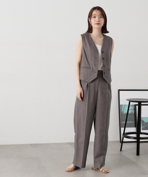 N.(N. Natural Beauty Basic)(エヌエヌナチュラルビューティーベーシック)の「◆【S Size Line】【セットアップ対応】麻混ワイドストレートパンツ(その他パンツ・レディース・グレー/ナチュラル・SMALL/MEDIUM)」の6枚目の写真
