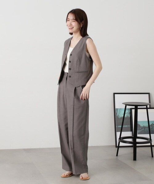 N.(N. Natural Beauty Basic)(エヌエヌナチュラルビューティーベーシック)の「◆【S Size Line】【セットアップ対応】麻混ワイドストレートパンツ(その他パンツ・レディース・グレー/ナチュラル・SMALL/MEDIUM)」の7枚目の写真