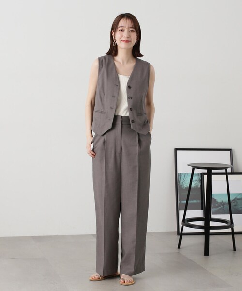 N.(N. Natural Beauty Basic)(エヌエヌナチュラルビューティーベーシック)の「◆【S Size Line】【セットアップ対応】麻混ワイドストレートパンツ(その他パンツ・レディース・グレー/ナチュラル・SMALL/MEDIUM)」の8枚目の写真