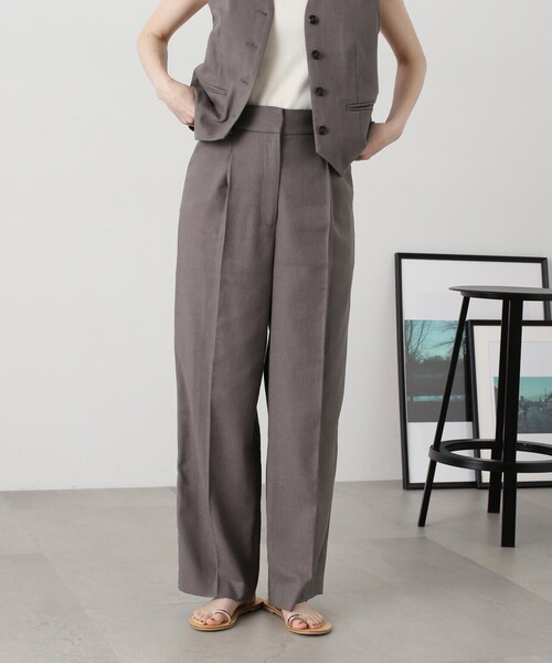 N.(N. Natural Beauty Basic)(エヌエヌナチュラルビューティーベーシック)の「◆【S Size Line】【セットアップ対応】麻混ワイドストレートパンツ(その他パンツ・レディース・グレー/ナチュラル・SMALL/MEDIUM)」の9枚目の写真