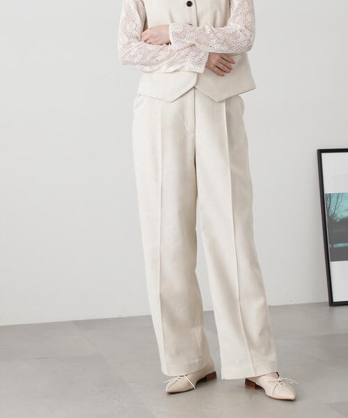 N.(N. Natural Beauty Basic)(エヌエヌナチュラルビューティーベーシック)の「◆【S Size Line】【セットアップ対応】麻混ワイドストレートパンツ(その他パンツ・レディース・グレー/ナチュラル・SMALL/MEDIUM)」の12枚目の写真