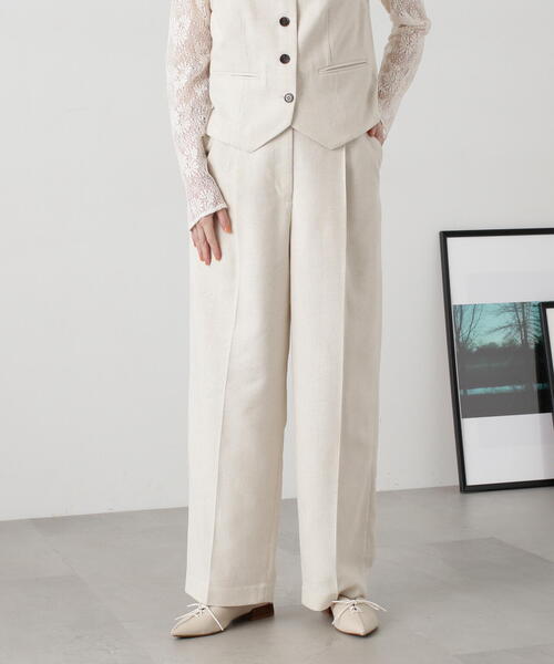 N.(N. Natural Beauty Basic)(エヌエヌナチュラルビューティーベーシック)の「◆【S Size Line】【セットアップ対応】麻混ワイドストレートパンツ(その他パンツ・レディース・グレー/ナチュラル・SMALL/MEDIUM)」の13枚目の写真
