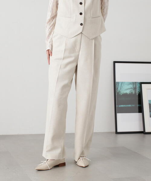 N.(N. Natural Beauty Basic)(エヌエヌナチュラルビューティーベーシック)の「◆【S Size Line】【セットアップ対応】麻混ワイドストレートパンツ(その他パンツ・レディース・グレー/ナチュラル・SMALL/MEDIUM)」の14枚目の写真