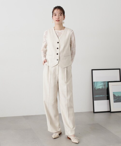 N.(N. Natural Beauty Basic)(エヌエヌナチュラルビューティーベーシック)の「◆【S Size Line】【セットアップ対応】麻混ワイドストレートパンツ(その他パンツ・レディース・グレー/ナチュラル・SMALL/MEDIUM)」の15枚目の写真