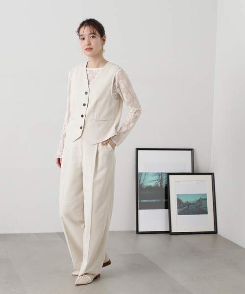 N.(N. Natural Beauty Basic)(エヌエヌナチュラルビューティーベーシック)の「◆【S Size Line】【セットアップ対応】麻混ワイドストレートパンツ(その他パンツ・レディース・グレー/ナチュラル・SMALL/MEDIUM)」の16枚目の写真