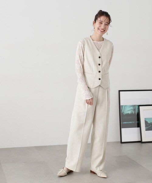 N.(N. Natural Beauty Basic)(エヌエヌナチュラルビューティーベーシック)の「◆【S Size Line】【セットアップ対応】麻混ワイドストレートパンツ(その他パンツ・レディース・グレー/ナチュラル・SMALL/MEDIUM)」の17枚目の写真