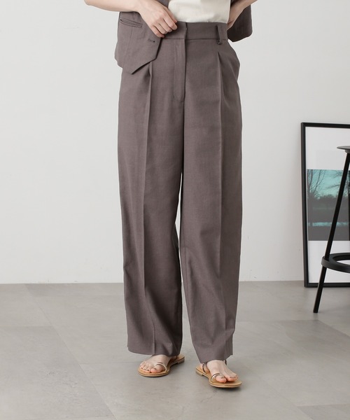 N.(N. Natural Beauty Basic)(エヌエヌナチュラルビューティーベーシック)の「◆【S Size Line】【セットアップ対応】麻混ワイドストレートパンツ(その他パンツ・レディース・グレー/ナチュラル・SMALL/MEDIUM)」の3枚目の写真
