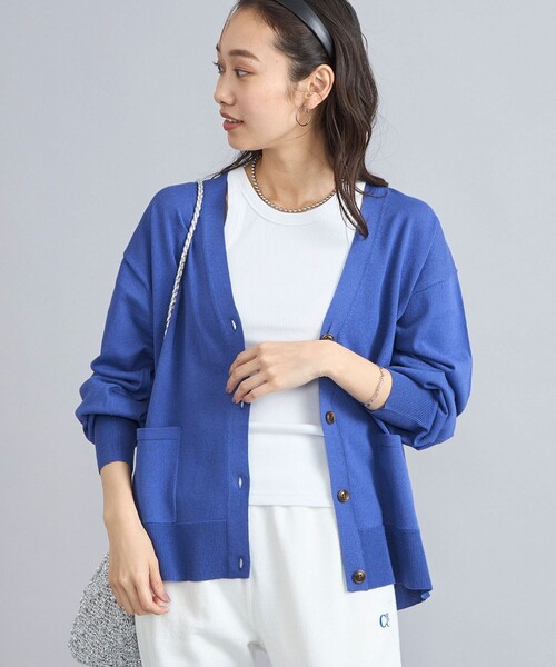 coen(コーエン)の「サラコテンジクVネックカーディガン(カーディガン/ボレロ・レディース・ブラック/ライトグレー/ライム/その他1/ロイヤルブルー・M/L)」の4枚目の写真