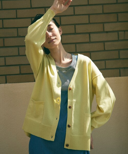 coen(コーエン)の「サラコテンジクVネックカーディガン(カーディガン/ボレロ・レディース・ブラック/ライトグレー/ライム/その他1/ロイヤルブルー・M/L)」の3枚目の写真