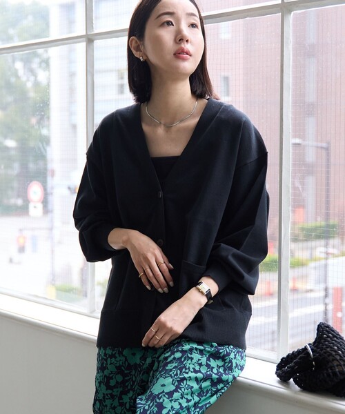 coen(コーエン)の「サラコテンジクVネックカーディガン(カーディガン/ボレロ・レディース・ブラック/ライトグレー/ライム/その他1/ロイヤルブルー・M/L)」の7枚目の写真