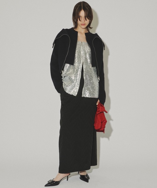 yae（ヤエ）の「Wave pattern long skirt / ウェーブパターンロングスカート（スカート・レディース・ブラック/レッド・36/38）」の17枚目の写真