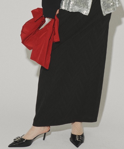 yae（ヤエ）の「Wave pattern long skirt / ウェーブパターンロングスカート（スカート・レディース・ブラック/レッド・36/38）」の14枚目の写真