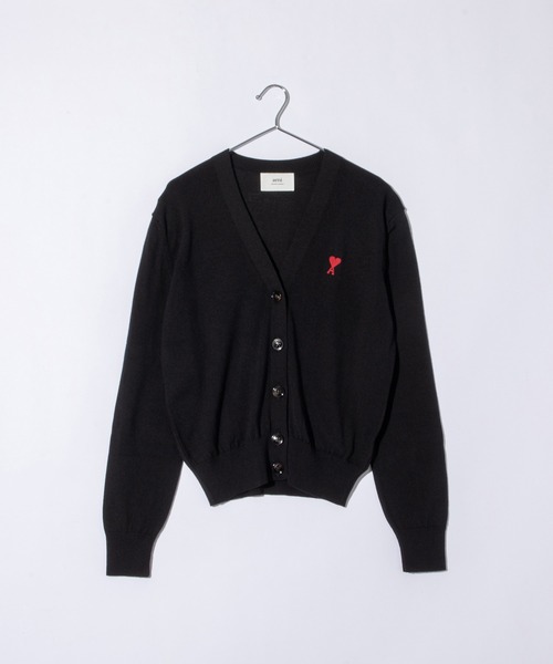AMI Alexandre Mattiussi（アミアレクサンドルマテュッシ）の「AMI PARIS RED ADC AMI DE COEUR CARDIGAN アミ パリス アミハート刺繍 カーディガン（カーディガン/ボレロ・レディース・ブラック・SMALL/LARGE/MEDIUM）」の3枚目の写真