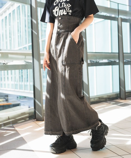 PAGEBOY（ページボーイ）の「コルセットデニムカーゴスカート（デニムスカート・レディース・ブルー/ブラック・FREE）」の5枚目の写真