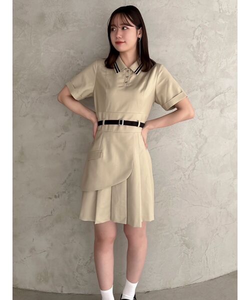 dazzlin ポロライクプリーツミニワンピース S ネイビー ポロライクプリーツミニワンピース[品番：MKSW0058807]｜dazzlin