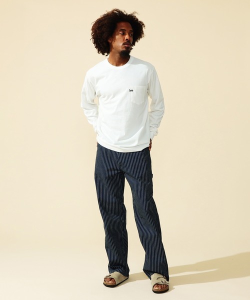 Lee(リー)の「Lee/リー Lee刺繍 ポケット ロングスリーブTシャツ(Tシャツ/カットソー・メンズ・ホワイト/イエロー/ミント/チャコールグレー・SMALL/MEDIUM/LARGE/X-LARGE)」の14枚目の写真