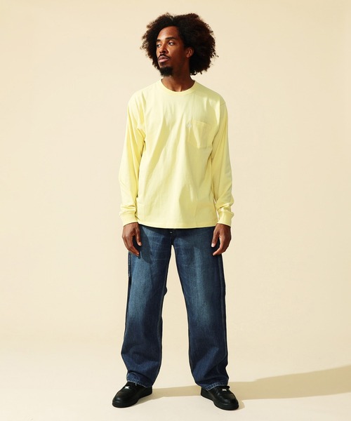 Lee(リー)の「Lee/リー Lee刺繍 ポケット ロングスリーブTシャツ(Tシャツ/カットソー・メンズ・ホワイト/イエロー/ミント/チャコールグレー・SMALL/MEDIUM/LARGE/X-LARGE)」の21枚目の写真