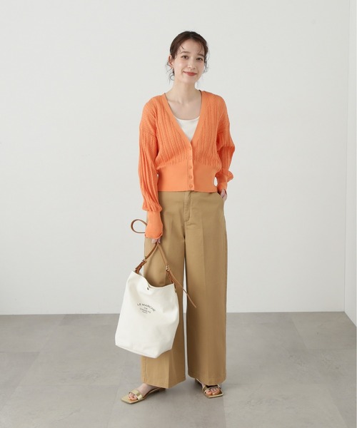 N.(N. Natural Beauty Basic)(エヌエヌナチュラルビューティーベーシック)の「◆透かし編みニットカーディガン(カーディガン/ボレロ・レディース・ブラック/オフホワイト/オレンジ・MEDIUM)」の19枚目の写真