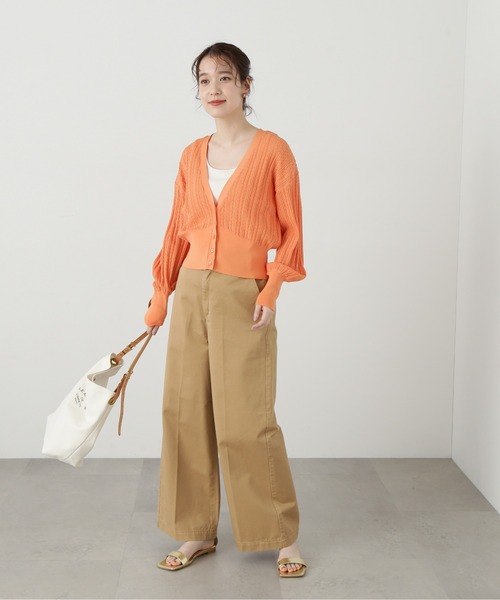 N.(N. Natural Beauty Basic)(エヌエヌナチュラルビューティーベーシック)の「◆透かし編みニットカーディガン(カーディガン/ボレロ・レディース・ブラック/オフホワイト/オレンジ・MEDIUM)」の20枚目の写真