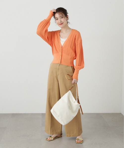 N.(N. Natural Beauty Basic)(エヌエヌナチュラルビューティーベーシック)の「◆透かし編みニットカーディガン(カーディガン/ボレロ・レディース・ブラック/オフホワイト/オレンジ・MEDIUM)」の21枚目の写真