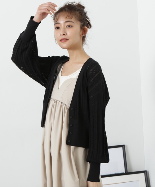 N.(N. Natural Beauty Basic)(エヌエヌナチュラルビューティーベーシック)の「◆透かし編みニットカーディガン(カーディガン/ボレロ・レディース・ブラック/オフホワイト/オレンジ・MEDIUM)」の16枚目の写真