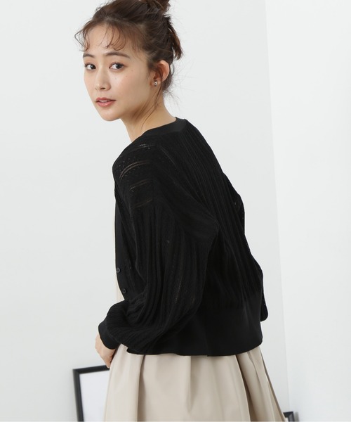 N.(N. Natural Beauty Basic)(エヌエヌナチュラルビューティーベーシック)の「◆透かし編みニットカーディガン(カーディガン/ボレロ・レディース・ブラック/オフホワイト/オレンジ・MEDIUM)」の17枚目の写真