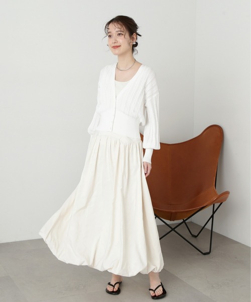 N.(N. Natural Beauty Basic)(エヌエヌナチュラルビューティーベーシック)の「◆透かし編みニットカーディガン(カーディガン/ボレロ・レディース・ブラック/オフホワイト/オレンジ・MEDIUM)」の6枚目の写真